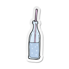 sticker of a cartoon fizzy drink and straw