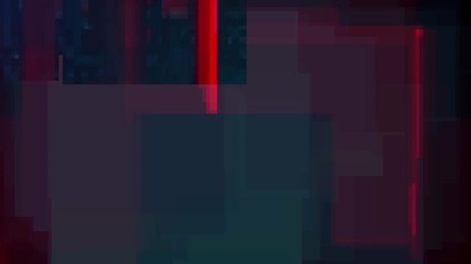 Man cyber figure in hood standing in the dark among green waves and throwing red glowing object. Abstract animation with a man over a factory blueprint throwing red, neon stone.