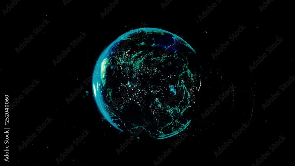 Poster abstract globe with connected dots wireless communication network on space. abstract network globe w