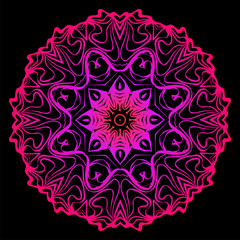 Decorative Mandala. Vector Illustration. Isolated. Tribal Ethnic Ornament With Mandala. Anti-Stress Therapy Pattern. Indian, Moroccan, Mystic, Ottoman Motifs. Black, purple color