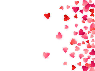 Red flying hearts bright love passion vector background.