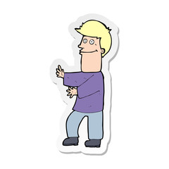 sticker of a cartoon man gesturing