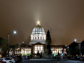 san diego capitol building at night, mist, architecture, building, landmark, 