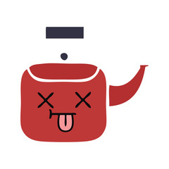 Obraz premium flat color retro cartoon kettle