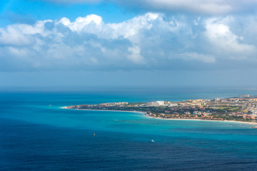 Fototapeta na wymiar Aerial view of the island of Aruba on a sunny day. Aruba Netherlands Antilles.