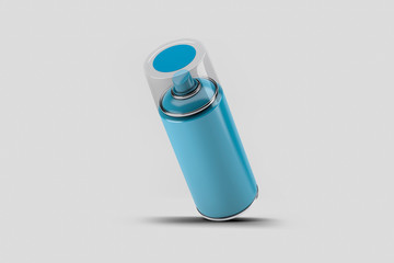 Air freshener aerosol spray metal Bottle Mock up Can isolated on soft gray background with clipping path.Realistic photo. 3D rendering