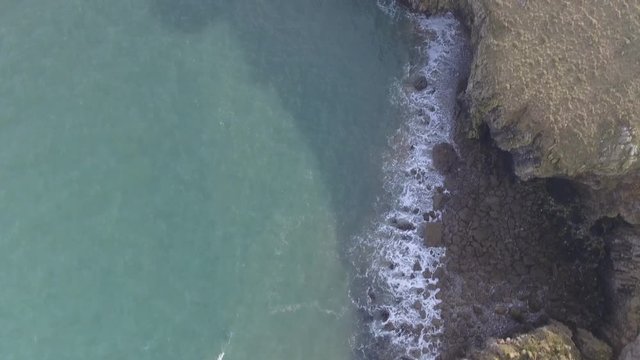 Aerial view of the stunning beach at Barafundle Bay on the Pembrokeshire coast of South Wales UK Europe