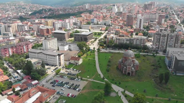 Aerial Serbia Kosovo Pristina June 2018 Sunny Day Mavic Air  Aerial video of downtown Pristina in Serbia on a beautiful sunny day.