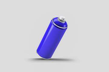 Blue Paint Aerosol Spray Metal Bottle Can, Graffiti, Deodorant, Household Chemicals, Isolated On White Background. Mock Up Template For Your Design. 3D rendering