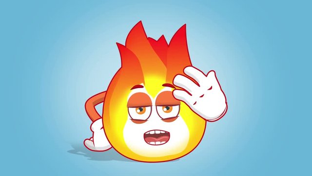 Cartoon Fire Flame Upset Facepalm Speak with Face Animation Alpha Matte