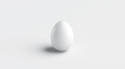 Blank white easter egg mock up, 3d rendering. Empty round religious symbol mockup. Clear cooking or raw healthy food for diet. Decoration product for christianity tradition template.