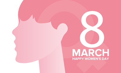 Fototapeta na wymiar Happy Women’s Day. International holiday of female solidarity, which is celebrated on March 8. Silhouette of a girl in bright colors. Poster, banner and background
