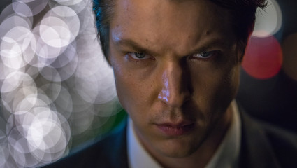 Night portrait of a caucasian handsome male