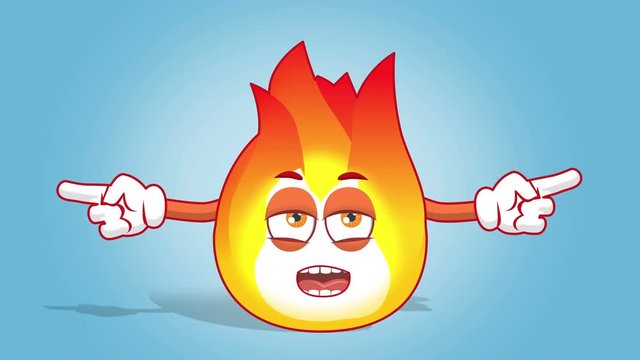 Cartoon Fire Flame Unhappy Double Side Pointer Speak with Face Animation Alpha Matte