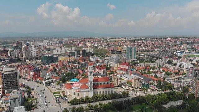 Aerial Serbia Kosovo Pristina June 2018 Sunny Day Mavic Air  Aerial video of downtown Pristina in Serbia on a beautiful sunny day.