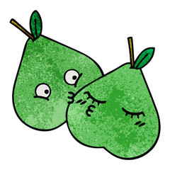 retro grunge texture cartoon green pear
