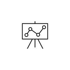 Whiteboard with growing chart line icon