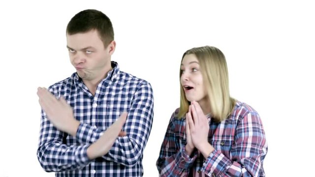 Young woman asking her husband about something