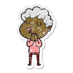 distressed sticker of a cartoon man singing