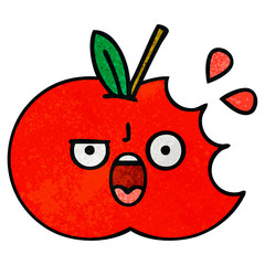 retro grunge texture cartoon red apple