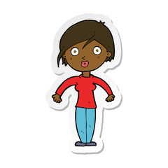 sticker of a cartoon surprised woman