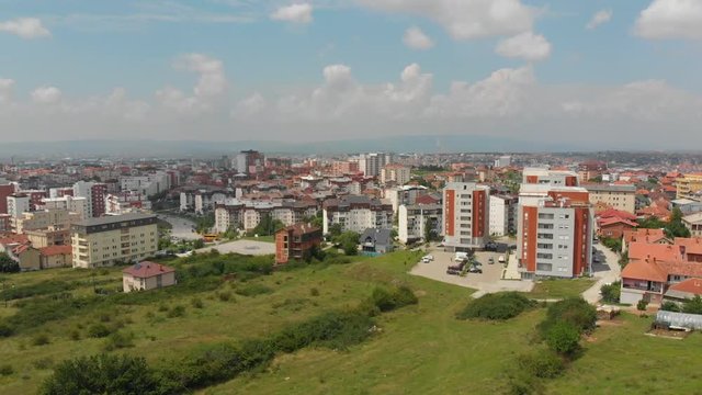 Aerial Serbia Kosovo Pristina June 2018 Sunny Day Mavic Air  Aerial video of downtown Pristina in Serbia on a beautiful sunny day.