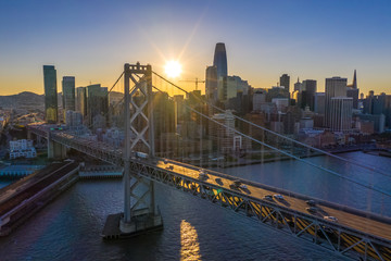 San Francisco downtown skyline aerial