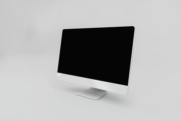 Modern flat screen computer monitor. Computer display isolated on white background. 3D rendering