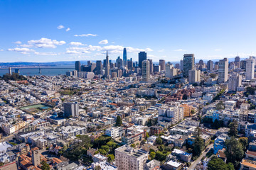 San Francisco downtown skyline aerial