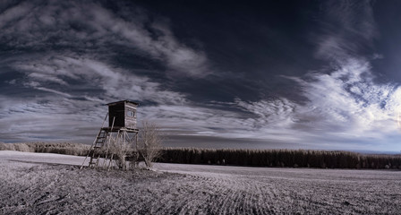 infrared photography - ir photo of landscape with tree under sky with clouds - the art of our world...