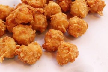 Fried chicken nuggets with sauce is delicious