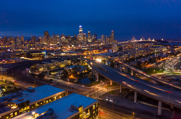 Plakat San Francisco downtown skyline aerial
