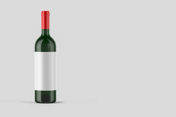 Wine Bottle Mock-Up isolated on soft gray background. Blank Label.High resolution photo.