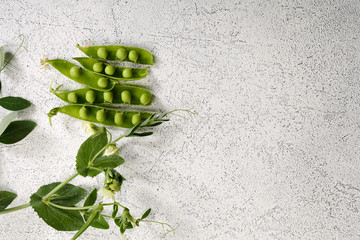 Fresh Green peas pod on white