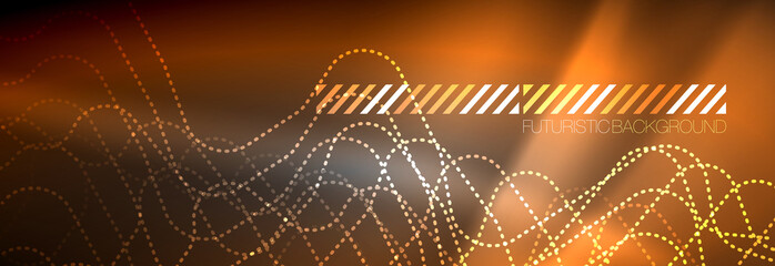 Glowing neon abstract lines, techno futuristic template