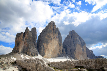 Drei Zinnen Gebirgsstock, Sextener Dolomiten, Belluno, Italien, Europa