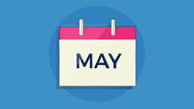 Calendar Months Flipping Animation Loop Ready. Textured Hand Drawn Jittery Low Frame Rate Stop Frame Motion Effect.