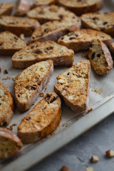 Traditional Italian cranberry almond biscotti biscuits