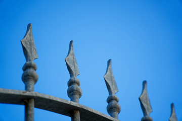 Forged iron fence closed up ornament.