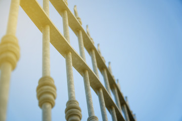 Forged iron fence closed up ornament.