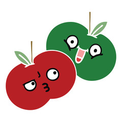 flat color retro cartoon juicy apple