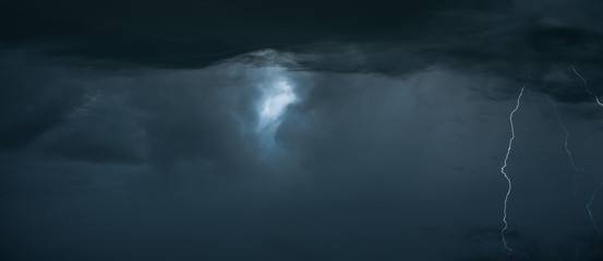 Lightning on a stormy clouds