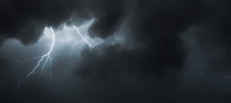 Lightning on a stormy clouds