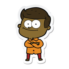 sticker of a cartoon happy man