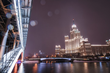 Fototapeta na wymiar Moscow, Russia - January 3, 2019: The Kotelnicheskaya Embankment Building is a building in Moscow, one of seven Stalinist architecture style skyscrapers