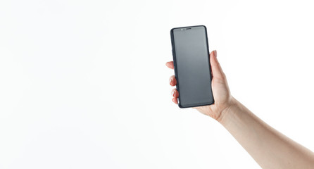 Close-up hand use phone.