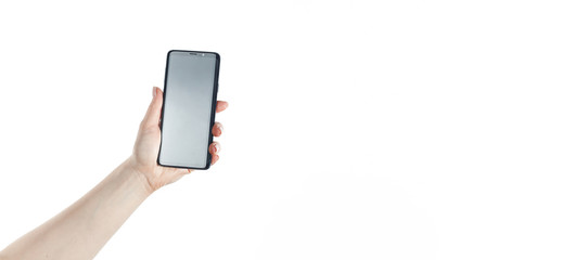 Close up hand Using a Smart Phone.