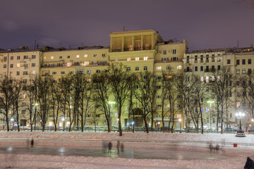 Moscow, Russia -  January 26, 2018: View of the area near the Patriarch's Ponds (Patriarshiye...