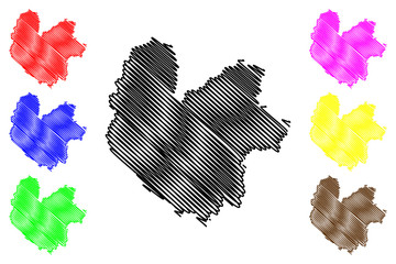 Thai Nguyen Province (Socialist Republic of Vietnam, Subdivisions of Vietnam) map vector illustration, scribble sketch Tinh Thai Nguyen map