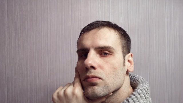 The face of one smart man. Portrait of an adult man thinking